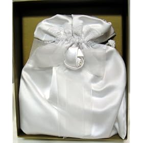 Beverly Clark Organza Bow Purse White Money Envelope Bag Satin Rose Small 35e