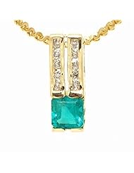 14K Yellow Gold Emerald and Diamond Pendant -- LIFETIME WARRANTY
