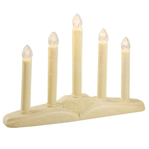 5 Light Plastic Window Candolier with Ivory Base - Clear Bulbs #12051