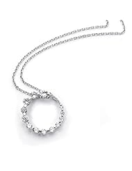 Valentines Day Gifts Bling Jewelry 925 CZ Love Journey Circle Pendant Necklace