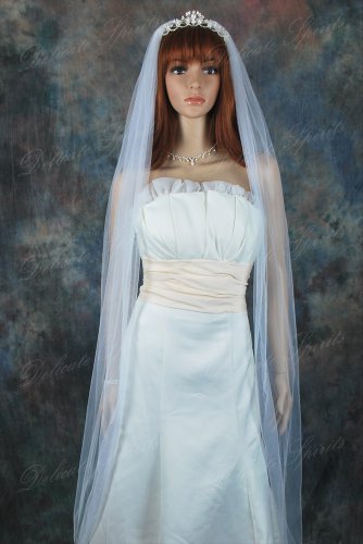 1 Tier Diamond White Wedding Veil