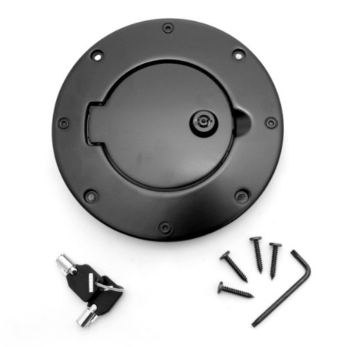 Rugged Ridge 11425.08 Billet Style Black Aluminum Locking Gas Door Cover On Sale