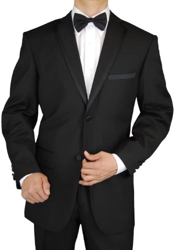 Giorgio Napoli Men's Tuxedo Suit 2 Button Notch Lapel Adjustable Pants Black