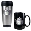 Los Angeles Kings Stainless Steel Travel Tumbler & Black Ceramic Mug Set - Primary Logo NHL Hockey