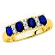 10K Yellow Gold 0.11 ct. Diamond with Alternating 1 ct. Sapphire Ring