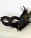 Female Venetian Mask black Sparkles Peacock Feathers