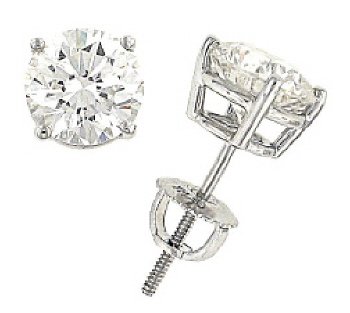 3.04cttw Round Diamond Stud Earrings Egl H-I/SI2-SI3