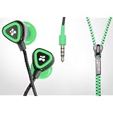 Zipbuds JUICED Earphones - Tangle-free Zippered Headphones (Green) ~ Zipbuds