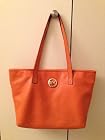 Michael Kors Tangerine Orange Jet Set Travel Leather Tote