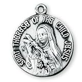 Sterling Silver Saint Theresa of the Child Jesus Medal and 18-inch Chain