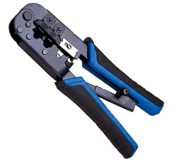 【クリックで詳細表示】SUNKIT SK-868DR LANコネクタ圧着ペンチ RJ45/RJ11 (8P/6P)かしめ工具 ゴムグリップ ラチェットELECOM型