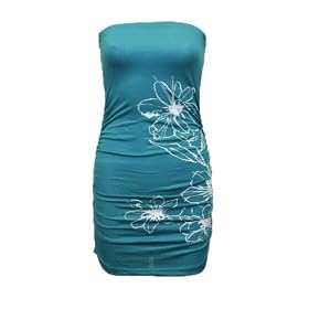 Flower Print Shirred Tube Dress