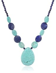 Sterling Silver Lapis and Turquoise Necklace, 18"+2" Extender