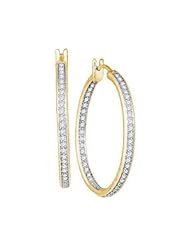 1 cttw 14k Yellow Gold Diamond Inside Out Hoop Earrings (Real Diamonds: 1 cttw)