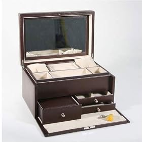 Red Star Traders Aimee Leather Jewelry Box in Chocolate JBLX-019C