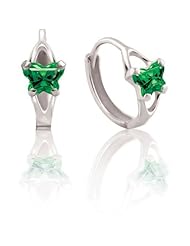 Bfly® Girls 14k Gold May Birthstone CZ Butterfly Hinged Earrings