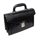 高級カイマンクロコダイル セカンドバッグ(ベリー全面) ブラック CBAB-R7850Lwh
