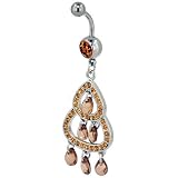 Belly Button Rings Orange Crystal Chadangle Belly Navel Ring Body Jewelry