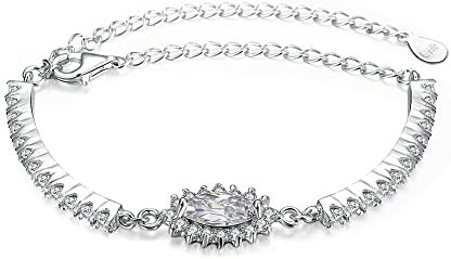 RebeccaSeller Womens Charm Bangle Bracelet Sterling Silver Crown Bracelet Inlay Cubic Zirconia