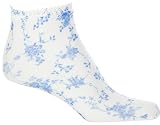 Jessica Simpson Floral Fashion Anklet Socks WHITE/BLUE One Sz