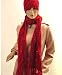 All in One Winter 2 PC Woven Scarf and Hat Set for Women, RED