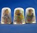 Porcelain China Collectable Thimbles - Set of Three Children Sewing