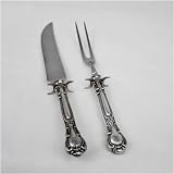 Chantilly by Gorham, Sterling Carving Fork & Knife, Steak SizeMonogram M