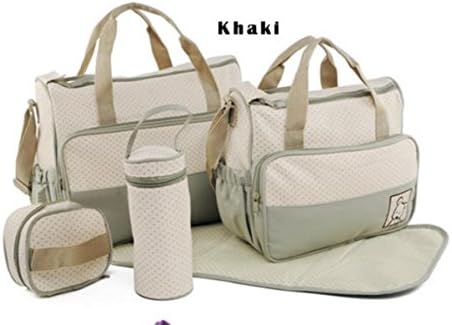 5pc/Set Baby Changing Diaper Nappy Mummy Mother Handbag multifunctional Bags Color Khaki