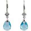 14K White Gold Briolette Blue Topaz and Diamond Earrings