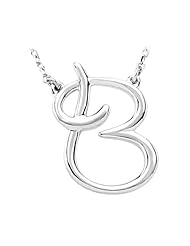 Script Initial Necklace in Sterling Silver, Letter B