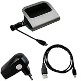 mumbi USB Dock HTC Trophy 7 Dockingstation - Tischladestation inkl. Netzteil Ladegerät + USB Spiralkabel Datenkabel