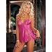  : Garnet Purple or Pink Charmeuse and Dyed-to-Match Lace Baby Doll Set