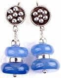 Sterling Silver BLUE CHALCEDONY Disc Bead Hook Earrings