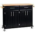 Dolly Madison Black Kitchen Island Cart