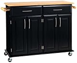Dolly Madison Black Kitchen Island Cart