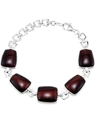 Genuine Red Tiger Eye Bracelet in Sterling Silver