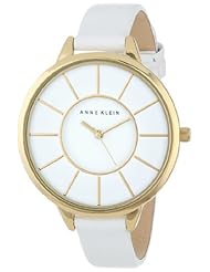 Anne Klein Womens AK/1500WTWT Slim Gold-Tone Leather Dress Watch