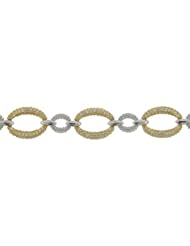 Sterling Silver Yellow Pave Link Bracelet