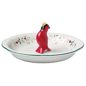 Pfaltzgraff Winterberry 9-1 2-Inch Perfect Pie Plate with Cardinal Pie Bird by Birds