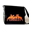 Schultertasche Hundemotiv Orange Galgo Rudel H 30, B 32, T 11