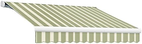 Awntech 14-Feet Key West Full-Cassette Manual Retractable Awning, 120-Inch Projection, Sage/Cream