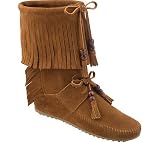 Minnetonka Women's Woodstock Boot Moccasin,Brown,8 M US