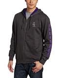 MLB Men's Colorado Rockies Cold Fire Hooded Full Zip Fleece (Charcoal Heather/Regal Purple, Large)
