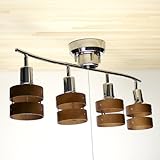 4灯天井照明・シーリングスポットライト・ウッドシェード・ダークブラウン（E26口金4連・LED電球対応）