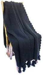 Handmade Alpaca Natural Fiber Sofa or BedThrow - Luxurious Black (Large)(One-of-a-kind)