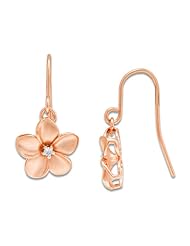 Plumeria Earrings with Diamonds in 14K Rose Gold - 11mm