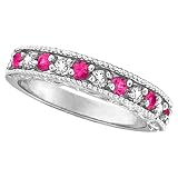 Designer Diamond and Pink Sapphire Ring in 14K White Gold (0.61 ctw)