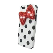 Polka Dots Red Bling Bow Cas iPhone 5 5S