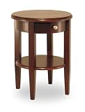 FTS - Choice Round End Table W Drawer and Shelf Antique Walnut Finish 136-190-43