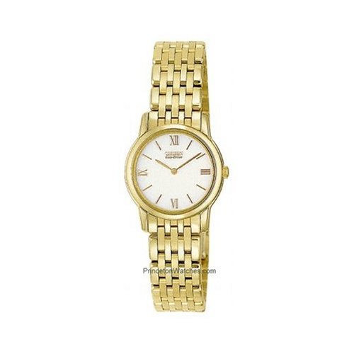 Citizen Stiletto Gold Tone Round White Face
